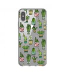 Coque Iphone XS Cactus Tropical Exotique Aztec Vert Fleur