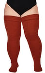 Moon Wood Plus Size Womens Thigh High Socks for Thick Thighs- Extra Long & Thick Over the Knee Stockings- Leg Warmer Boot Socks, Longan Yellow, plus size