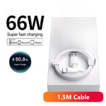 6A 66W Supersnabb EU Väggladdare för Huawei Mate 40 50 60 P50 Nova 8 9 10 Honor 90 100 X7 X8 X9 Magic Typ C Laddnings-USB-kabel 1.5m Cable