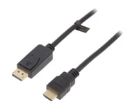 Cable DisplayPort 1.2 prise male HDMI prise male 3D 4K 1m - Noir