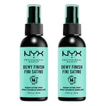 NYX Professional Makeup Spray Fixateur Setting Spray, Spray de Finition, Tenue Longue Durée, Fini Satiné, Formule Vegan, Lot de 2, Modèle : Dewy