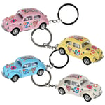 Flower Power VW Beetle Keyring | Pull Back & Go | Single | Cracker Filler