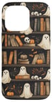 iPhone 13 Pro Cute Spooky Ghosts Skull Pumpkins Bookshelf Bookworm Bookish Case