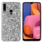 Samsung Glitter Galaxy A20s kuoret - Hopea Hopea/Harmaa