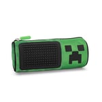 Minecraft - Trousse d'école officielle Minecraft, étui de poche, léger et compact, facile à transporter et à ranger dans le sac à dos, avec fermeture à glissière pratique, 22 x 8 cm, vert et noir,