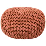 Pouf Rond en Coton Rouille à Billes de Polystyrène Accessoire d'Intérieur Conrad