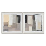 Home ESPRIT Tableau noir beige abstrait urbain 82 x 3,8 x 82 cm (2 unités)