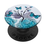 PopSockets Blue Butterfly Phone Grip Pop Out Button Cellphone Holder PopSockets PopGrip: Swappable Grip for Phones & Tablets