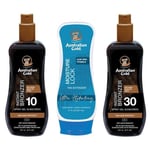 Australian Gold SPF 10 Bronzer & SPF 30 Bronzer & Moisture Lock 237ml