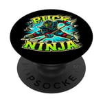 Rondelle de hockey sur glace Ninja style comique drôle sport humour PopSockets PopGrip Interchangeable