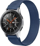 22mm Bracelet En Acier Inoxydable Pour Samsung Galaxy Watch 46mm/Galaxy Watch 3 45mm/Gear S3 Frontier/Classic/Moto 360 2nd Gen 46mm/Huawei Watch Gt/Gt 2 46mm/Gt2 Pro/Gt2e (Bleu Marin, 22mm)