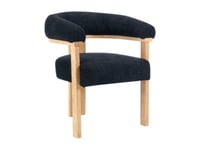 Chaise avec accoudoirs en tissu bouclette et bois d'hévéa - Noir et naturel - LIVELIA de Pascal MORABITO