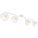 Plafonnier spot blanc barre 4 spots salon plafonnier orientable, effet lumineux, métal, 4x douilles E14, LxlxH 68x12x21,5 cm