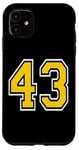 Coque pour iPhone 11 Numéro 43 en jaune blanc noir version poche