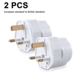 2x reseadapter reseadapterkontakt för England - resekontakt el Eu till Uk-uttag - resekontakt vit - perfekt