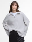 Barbour International Franchesca Cotton Blend Knit Half-Zip Jumper, Silver Cloud