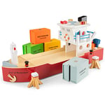 New Classic Toys - 10900 - Harbor Line - Bateau avec 4 Containers