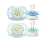 Philips Avent Soother Ultra Start Glow Napp Grön/Blå 0+ månader 2 st