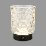 BRILONER - Lampe de table LED sans fil IP44 avec corps en verre, variateur d'intensité tactile par paliers, chevet, décorative, lampe de table à batterie, salon, chambre d'enfant, 15x11 cm, claire