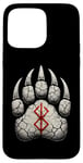 Coque pour iPhone 15 Pro Max Berserker Ours Pattes d'ours Rune de Berserk Symbole Viking