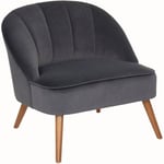 Atmosphera Créateur D'intérieur - Fauteuil en Velours Gris et pieds en Bois - Atmosphera