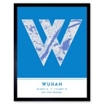 Wuhan China City Map Modern Typography Stylish Letter Framed Word Wall Art Print Poster for Home Décor