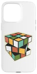 Coque pour iPhone 15 Pro Max Puzzle rétro en forme de cube - Couleurs vives et géométriques