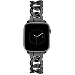 JR.DM Bracelet en métal noir compatible avec Apple Watch 38 mm, 40 mm, 41 mm, 42 mm, 44 mm, 45 mm, 46 mm, bracelet de rechange en métal élégant pour iWatch Series 10/9/8/7/6/5/4/3/2/1/SE