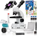 Bresser Microscope Junior avec grossissement 40x 640x, oculaire Zoom et kit de démarrage Complet pour Une entrée Parfaite dans la microscopie