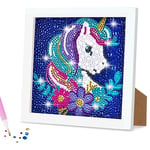 AUAUY Diamond Painting pour Enfants, 5D DIY Arts CréAtifs Diamond Painting avec Cadres Photo, Peinture par Numero, Broderie Diamant Kit pour Décoration Murale D'IntéRieur Enfants Adultes (Licorne)