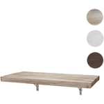 Mendler - Table murale HWC-H48, table pliante murale en bois massif - 100x50cm brun miteux