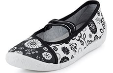 Ladeheid Chaussure Basket Fille LARW008 (Noir Blanc/Fleurs, 26 EU)