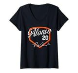 Womens Pete Alonso | New York Baseball MLB Player | MLBPALO3004 V-Neck T-Shirt