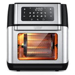 Innsky Friteuse Sans Huile 10L, Air Fryer 1500W, Mini-four 10 en 1 avec Rôtissoire et Déshydrateur, Friteuse à Air Chaud avec Affichage LED, 6 Accessoires et Livre de 32 Recettes - Acier Inoxydable