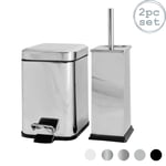 Square Toilet Brush & Bin Set