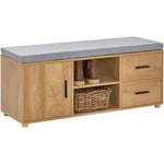 Sobuy - FSR148-N Banc de Rangement à Chaussure, Banc à Chaussures, Meuble d'entrée Meuble de rangement avec coussin rembourré, 2 compartiments, 1