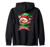 Pig Christmas Elf Funny Pig Lover Farmer Zip Hoodie