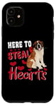 iPhone 11 Here To Steal Hearts Funny St Bernard Dog Valentines Day Case