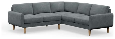 Hutch Plus Velvet Round Arm 5 Seater Corner Sofa- Slate Grey