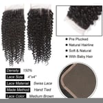 14INCHES PERUVIAN VIRGIN HUMAN HAIR KINKY CURLS 4X4 LACE CLOSURE COLOUR 1B# 50g