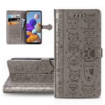 Motorola Moto G30 / Moto G10 Phone Case Motorola Moto G30 Cover,Cute Cat Dog Embossed PU Leather Flip Notebook Wallet Case Magnetic Stand Card Slot Folio Case for Motorola Moto G30,SD Cat Gray