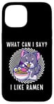 Coque pour iPhone 15 Mignon chat kawaii chaton What Can i Say I Like Ramen Nouilles