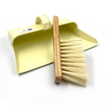 Metal Dustpan and Brush Set, 2 in 1 Heavy-Duty Dustpan and Brush, Traditional Metal Hooded Dust Pan in Stylish Cream Color and Soft Brush for Cleaning