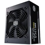 Cooler Master MWE Gold 1250 V2 ATX 3.0 Fully Modular PSU (UK Plug) - ATX 3.0 Support, 80 PLUS Gold 1250W Power Supply, Flat Black Cabling, 140mm FDB Fan, High-Temperature Threshold, 10 Year Warranty