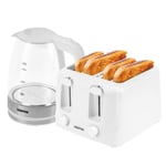 4 Slice Bread Toaster & 1.7L Illuminating Electric Glass Kettle Combo Set White