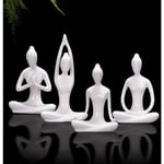 Shining House - Méditation Yoga sculpture decoration, Family Decoration Ceramic Yoga statue, zen Yoga Gift Room Decoration White package 4 pcs