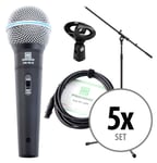 5x Set De Microphone DJ PA Professionnel Live Chant Cable Connecteur XLR Pince