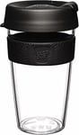 KeepCup Original, Lightweight Plastic Reusable Coffee Cup with Splashproof Sipper Lid - 16oz/454ml - Black