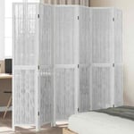 Room Divider 6 Panels White Solid Wood Paulownia vidaXL