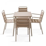 Ensemble table de jardin carrée et 4 fauteuils acier taupe Palavas  Oviala